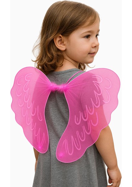 Allzey Pembe Renk Ortası Pembe Tüylü Tül Peri Kanadı 40X50 cm