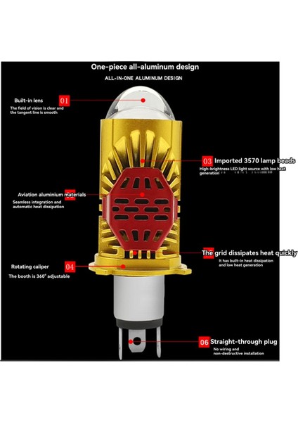 2pcs Araba H4 LED Far Eklenti Işık Çift Lens Araç Motosiklet Entegre Yüksek Fasulye ve Düşük Işın (Yurt Dışından) fiyatları