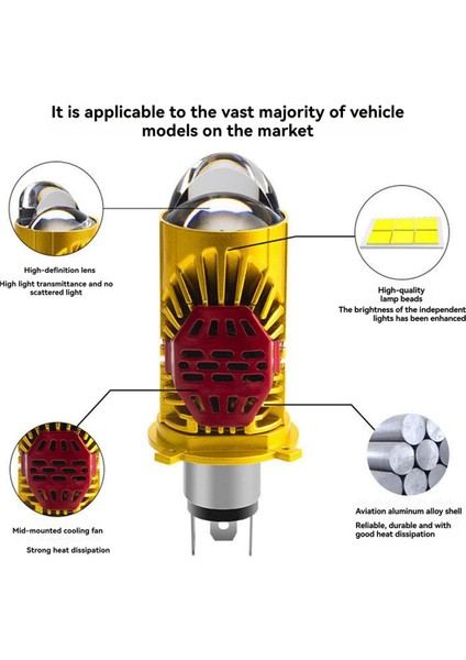 2pcs Araba H4 LED Far Eklenti Işık Çift Lens Araç Motosiklet Entegre Yüksek Fasulye ve Düşük Işın (Yurt Dışından) modelleri