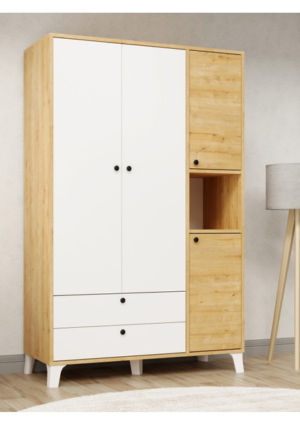 Kuzeylife 4 Kapaklı 6 Raflı Ekstra Derin Gardrop-52 cm Derinlik