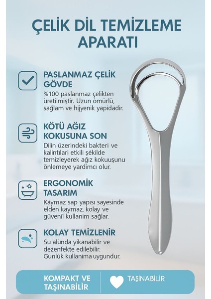 Çelik Dil Temizleme Aparatı Ağız Bakım Fırçası Dil Temizleyici CIN586 fırsatları
