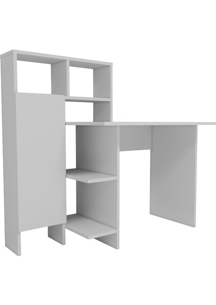 Buğra Dolaplı Raflı Çalışma Bilgisayar Masası, Beyaz - Buğra indirimleri