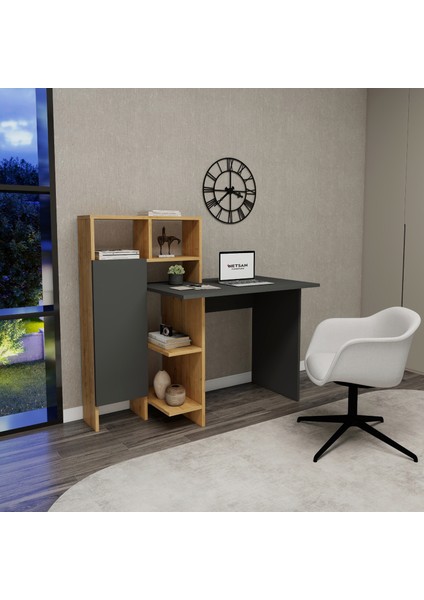 Buğra Dolaplı Raflı Çalışma Bilgisayar Masası, Antrasit Safirmeşe - Buğra fırsatları