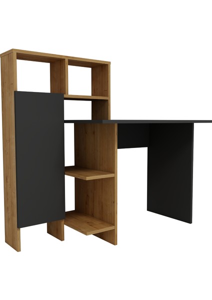 Buğra Dolaplı Raflı Çalışma Bilgisayar Masası, Antrasit Safirmeşe - Buğra indirimleri