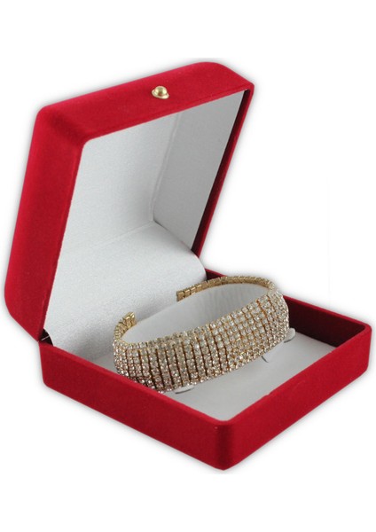 Kadife Kırmızı Kelepçe Kutusu 12 Adet modelleri