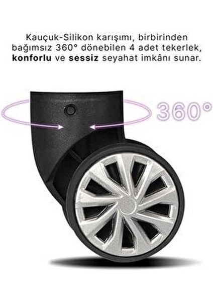 WX-1001 Mor Orta Boy Valiz Mor Renk