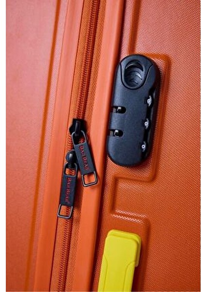 Orta Boy Teleskopik Saplı Turuncu Valiz ABS Malzeme Şifreli Kilitli