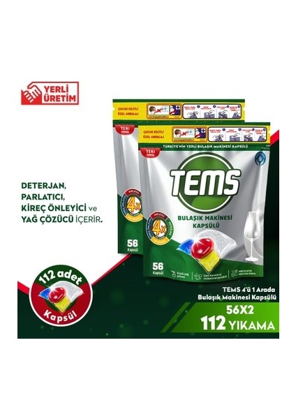 4 Etkili Bulaşık Makinesi Kapsül Deterjanı 2 x 56 Adet - 112 Yıkama fiyatları