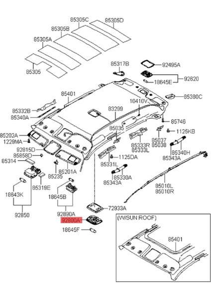928002E000QS Araba Iç Çatı Merkezi Harita Hyundai Tucson 2005-2009 92800-2E000QS Için Assy Assy (Yurt Dışından) indirimleri