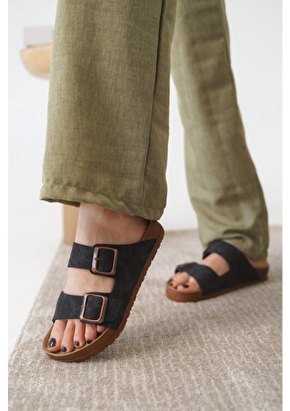 Ortopedik Tokalı Terlik Rahat Siyah indirimleri