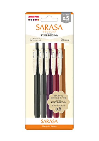 Sarasa Clip Vintage Seri Set 2 0.5 mm 5'li Kalem Takımı Kırmızı Renkli