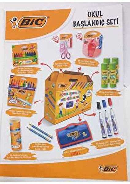 Kırtasiye Seti 12'li Kuru Boya Kalemi 10'lu Keçeli Kalem 4 Adet Yapıştırıcı İçerir