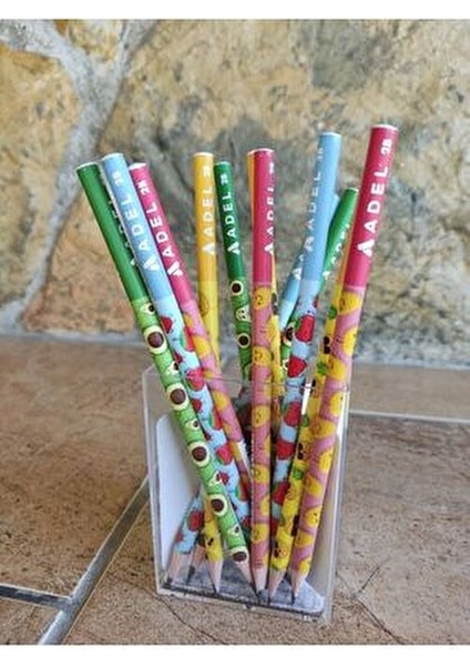 12 Li Kurşun Kalem Seti 2B Renkli ve Eğlenceli Tasarımlar ile Yazım İçin