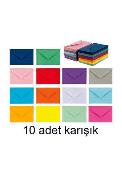 Doğan Karışık Renkli Zarf 10'lu Mini Boy 7 x 9 cm Çeşitli Renk Seçenekleriyle fiyatları