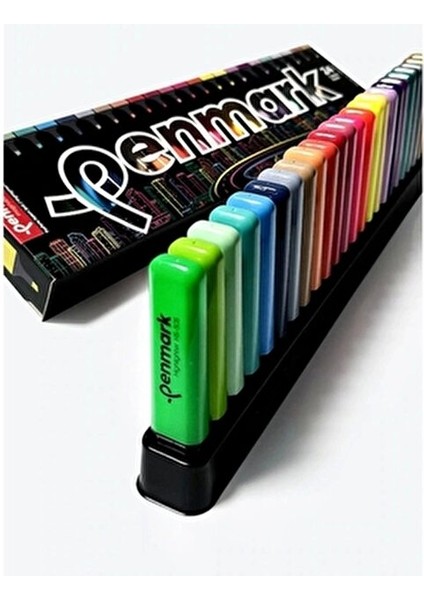 24 Renk Fosforlu Kalem Seti Neon Pastel Metalik Simli 24 Parça Standlı Kutuda