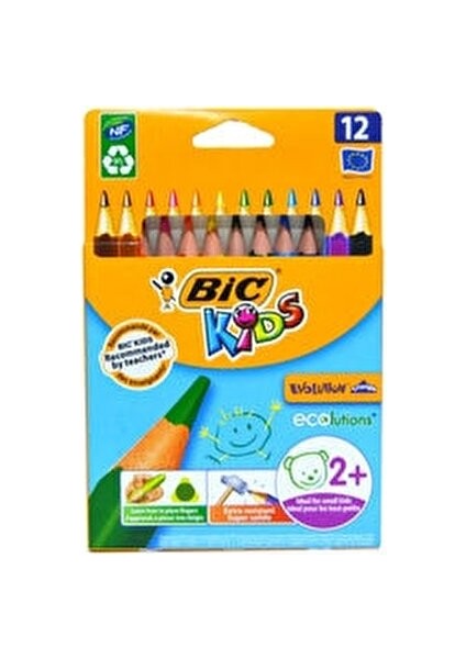 Evolution Üçgen Jumbo Kuru Boya Kalemi 12 Adet Canlı Renkler 14 cm Çocuklar İçin fiyatları