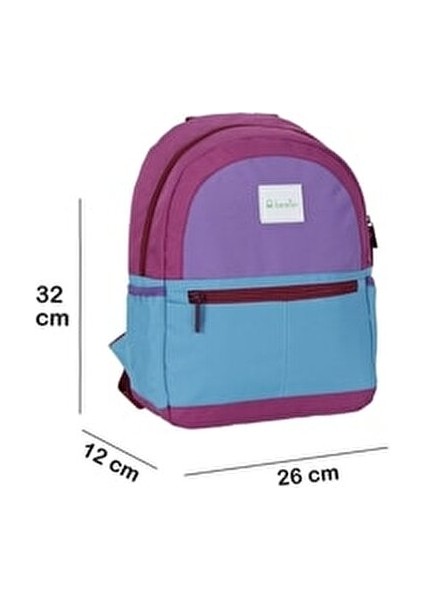 Anaokulu Çantası 31x26x13 cm 250 gr Mor ve Mavi Renkli