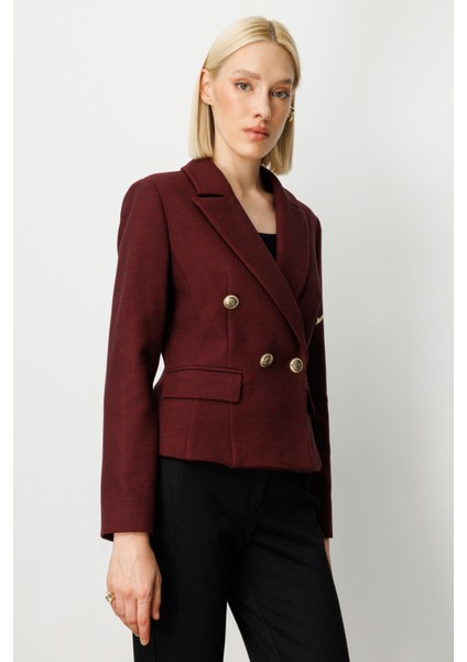 Kadın Kruvaze Yaka Kaşe Ceket 5073 Bordo fiyatları