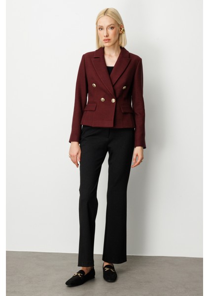 Kadın Kruvaze Yaka Kaşe Ceket 5073 Bordo modelleri
