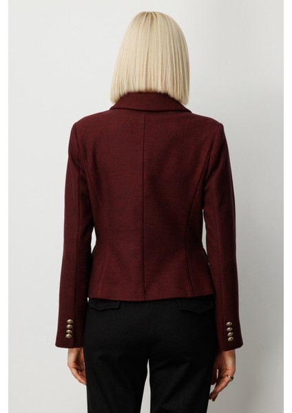 Kadın Kruvaze Yaka Kaşe Ceket 5073 Bordo fırsatları