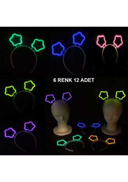 Allzey Glow Karanlıkta Yanan Fosforlu Yıldız Taç 12 Adet