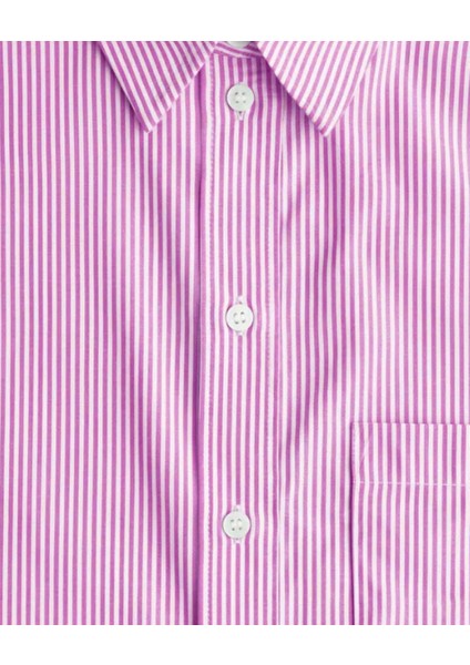 Pembe Çizgili %100 Pamuk Bol Kesim Kadın Gömlek modelleri