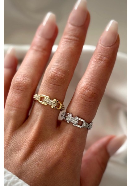 Premium Seri Chain Tasarım Model Zincir Kollu Ayarlanabilir Kadın Yüzük indirimleri