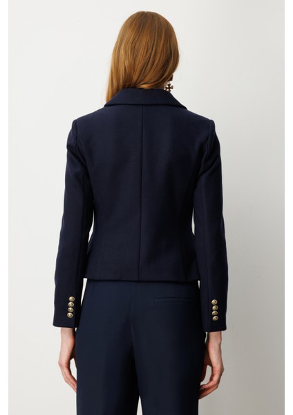 Kadın Kruvaze Yaka Kaşe Ceket 5073 Lacivert fırsatları