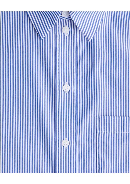 Mavi Çizgili %100 Pamuk Bol Kesim Kadın Gömlek modelleri