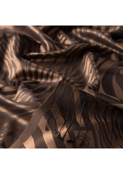 Ipekevi Desenli Jakarlı Ipek Şal - Zebra Desenli - Sütlü Kahve modelleri