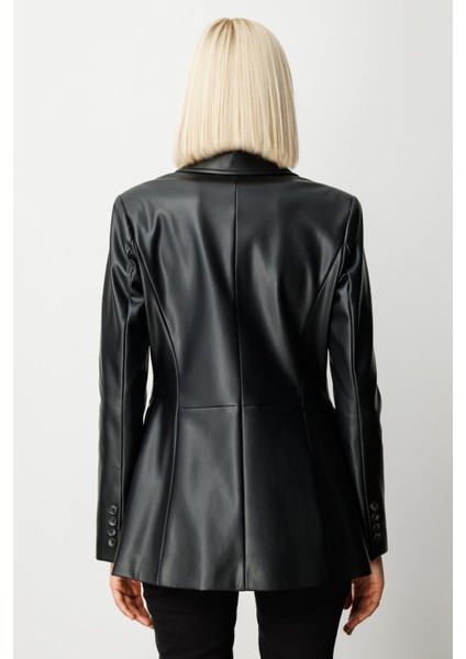 Kadın Kapak Cepli Deri Ceket 5081 Siyah fırsatları