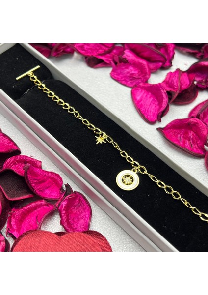 925 Ayar Gümüş Yuvarlak Figürlü Kadın Bileklik – Şık Takı, Altın Kaplama