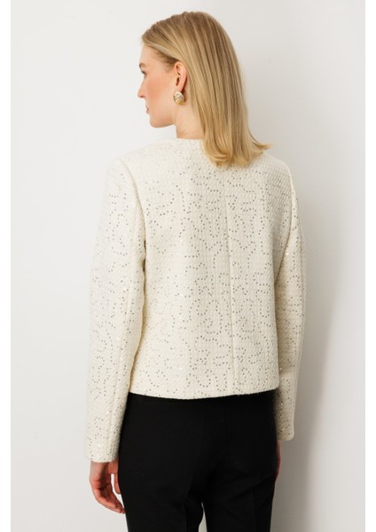Kadın Pullu Şanel Ceket 5041 Ekru fırsatları