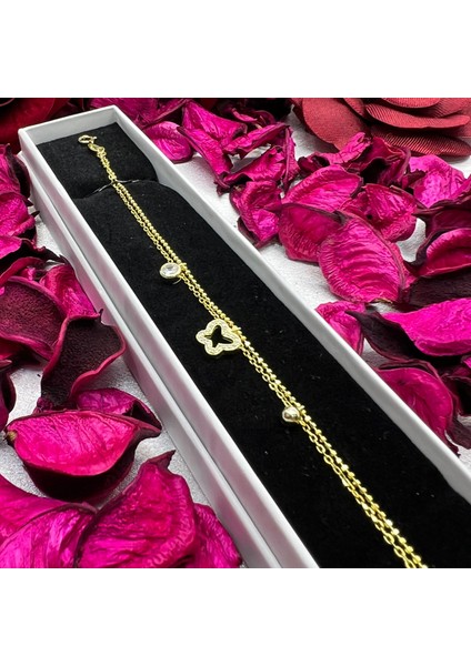 925 Ayar Gümüş Kelebek Figürlü Kadın Bileklik – Zarif Tasarım, Altın Kaplama