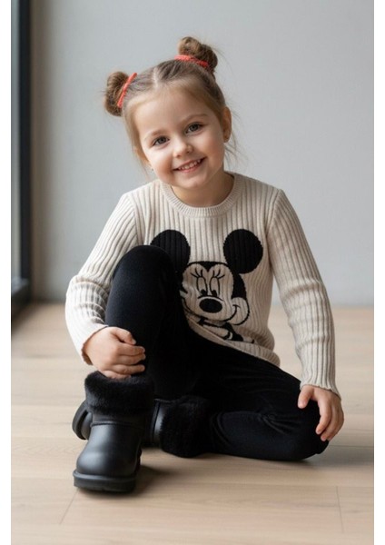 Mnn Fiyonk Kadife Baskılı Kız Çocuk Sweatshirt - Bej fiyatları