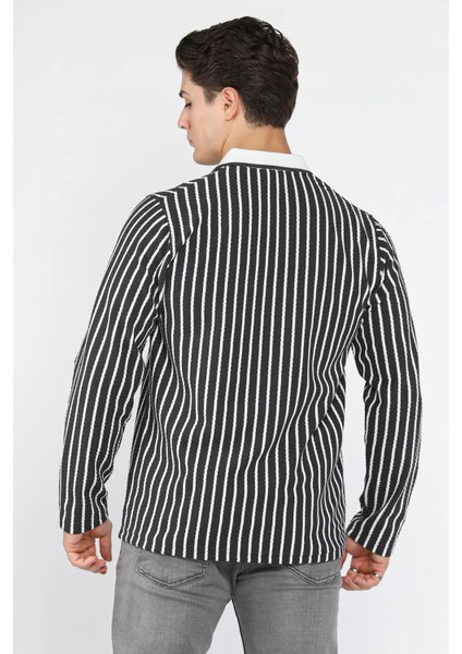 Gömlek Yaka Çizgili Erkek Sweatshirt P-00018583 modelleri