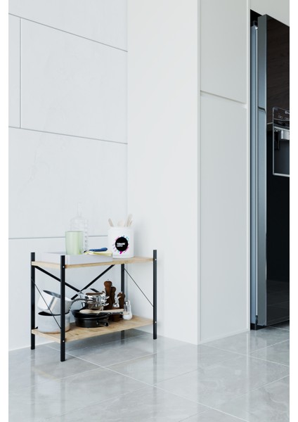 Metal Mutfak Rafı Malzeme Dolabı 2 Raflı Mikrodalga Fırın Rafı Çok Amaçlı Dolap Raf