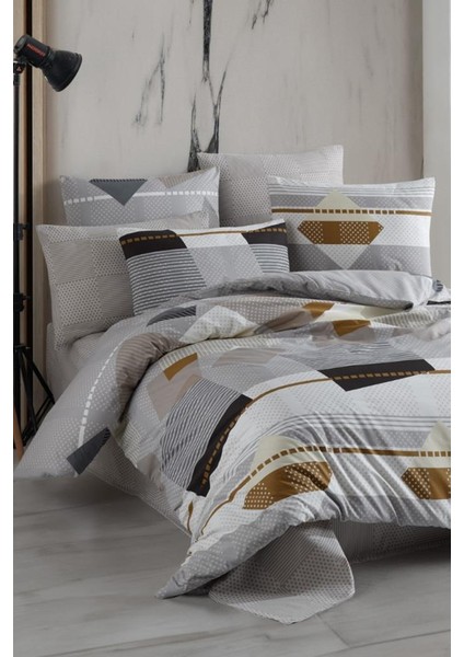 Cube Çift Kişilik Nevresim Takımı Gri