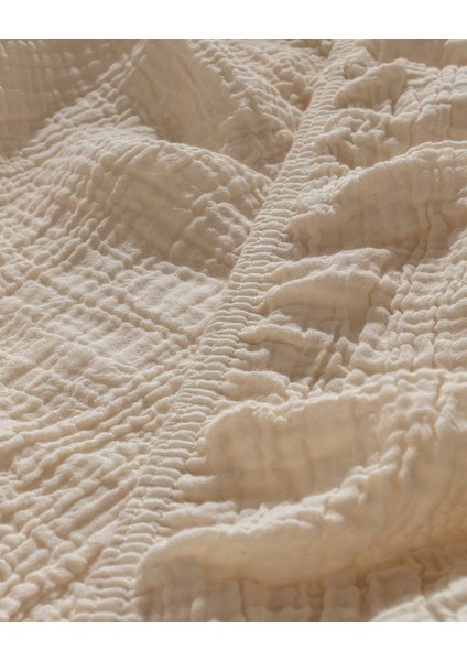 Agnes Tek Kişilik Müslin İpliği Boyalı Lastikli Nevresim Takımı - Bej