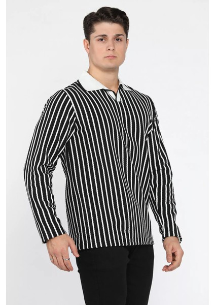 Gömlek Yaka Çizgili Erkek Sweatshirt P-00018583 fiyatları