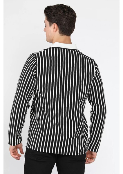 Gömlek Yaka Çizgili Erkek Sweatshirt P-00018583 modelleri