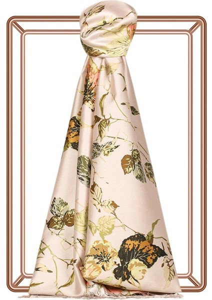 Ipekevi Desenli Ipek Şal - Aşeka Desenli - Vizon