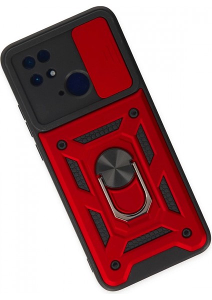 Xiaomi Redmi 10C Kılıf Pars Lens Yüzüklü Silikon - Kırmızı modelleri
