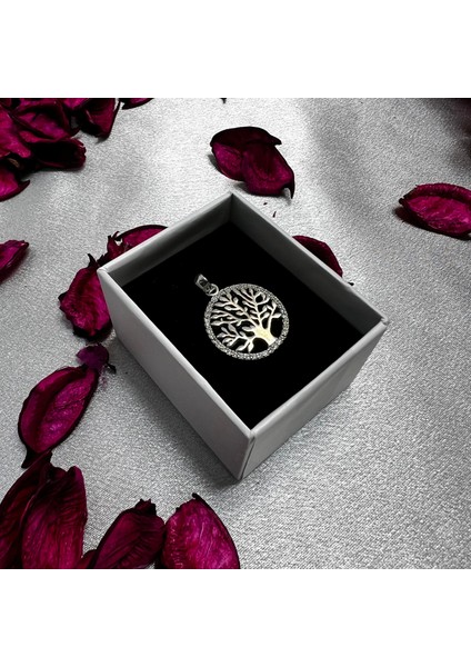 Hayat Ağacı Figürlü Kadın Kolye 925 Ayar Gümüş Zirkon Taşlı fiyatları