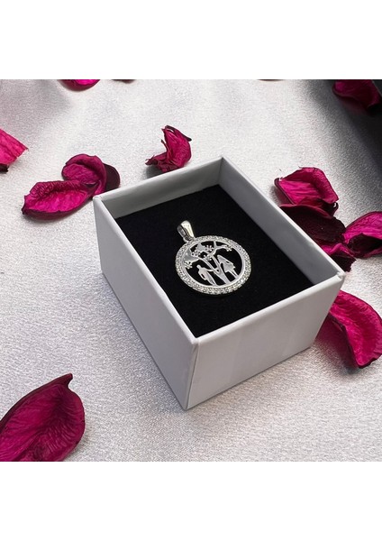 Aile Figürlü Hayat Ağacı Kadın Kolye 925 Ayar Gümüş Zirkon Taşlı fiyatları