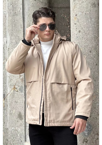 Kapüşonlu Fermuarlı Erkek Mont P-00018589