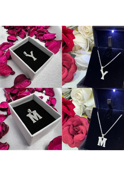 925 Ayar Gümüş Taşlı Harf Kolye – Kişiye Özel Harf Kolye