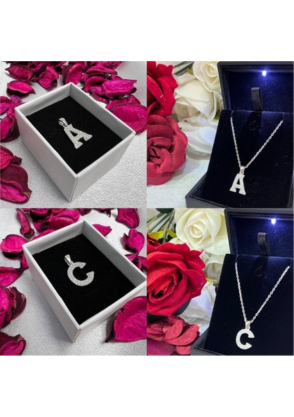 925 Ayar Gümüş Taşlı Harf Kolye – Kişiye Özel Harf Kolye