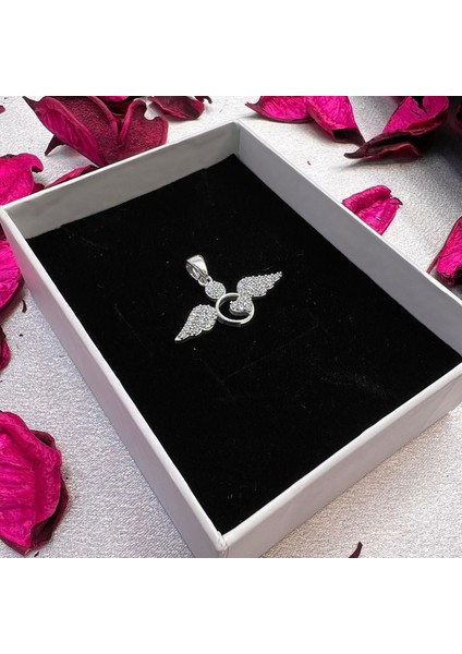 Kanatlı Ay Figürlü Kadın Kolye 925 Ayar Gümüş Zirkon Taşlı fiyatları