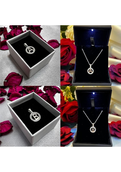 925 Ayar Gümüş Yuvarlak Taşlı Harf Kolye – Kişiye Özel Harf Kolye